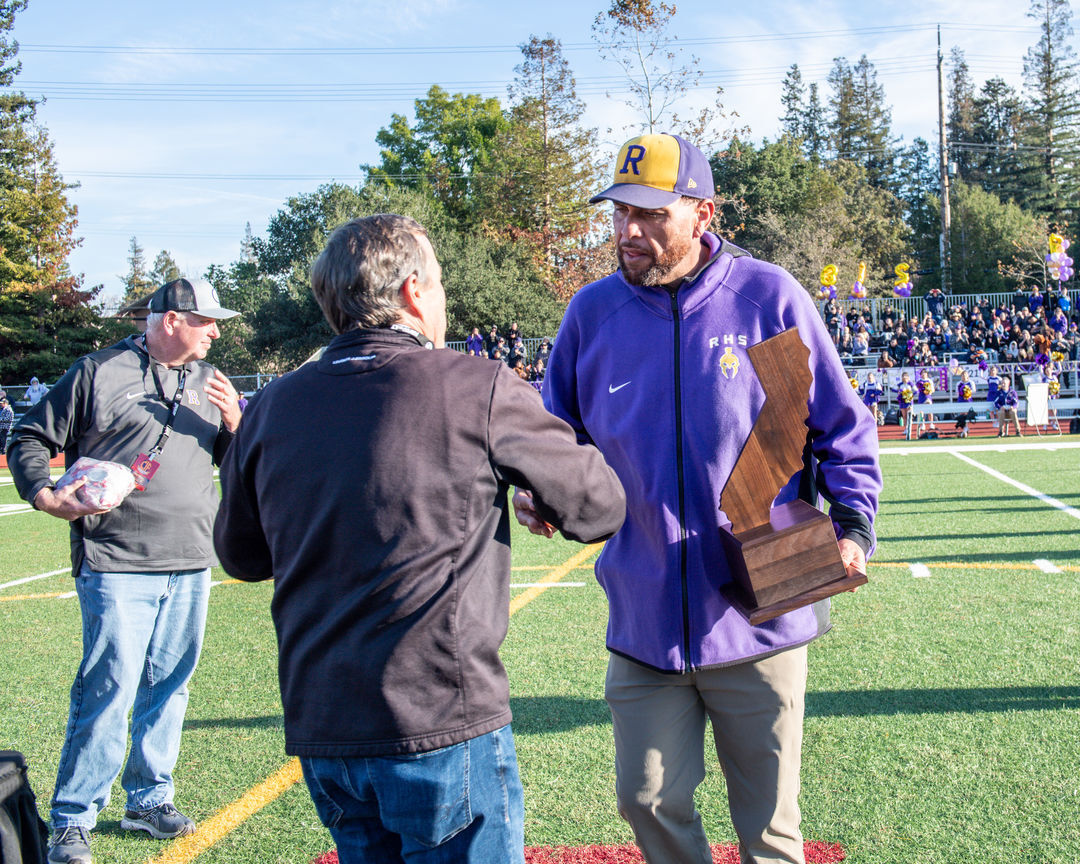 Head Coach Tony Payne Receives the CIF 5-A State Runner Up Trophy